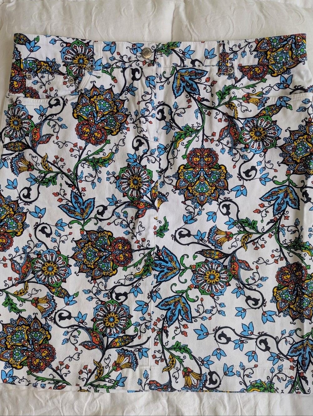 Jones New York Sport Stretch Size 12 Paisley Floral Skirt Pockets Cotton EUC